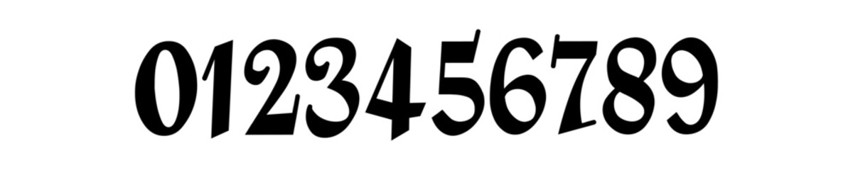 Black numbers from 0 to 9 hand drawn italic hand written bold style. Graffiti style. zero to nine modern vector number elements with white background. Typographic numbers. 