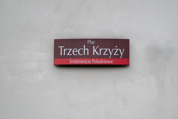 Plac Trzech Krzyży ('Three Crosses Squaare') in the Center of Warsaw, Poland
