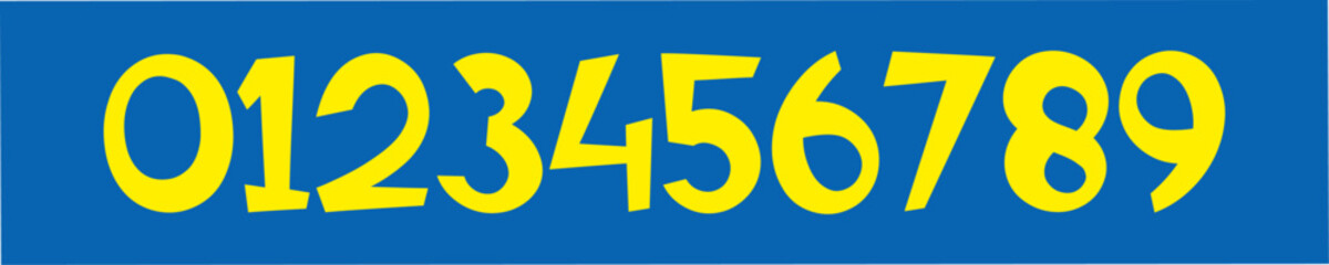alphabet number sign and icon. letter 0 to 9 with blue background. colorful numbers. 