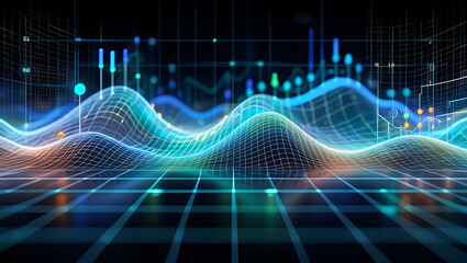 Fototapeta premium The abstract data visualization displays a network of information, representing technology and digital communication