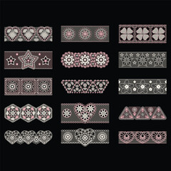 Crochet Lace Pattern with Ribbon Border for Love and Romance Decoration
