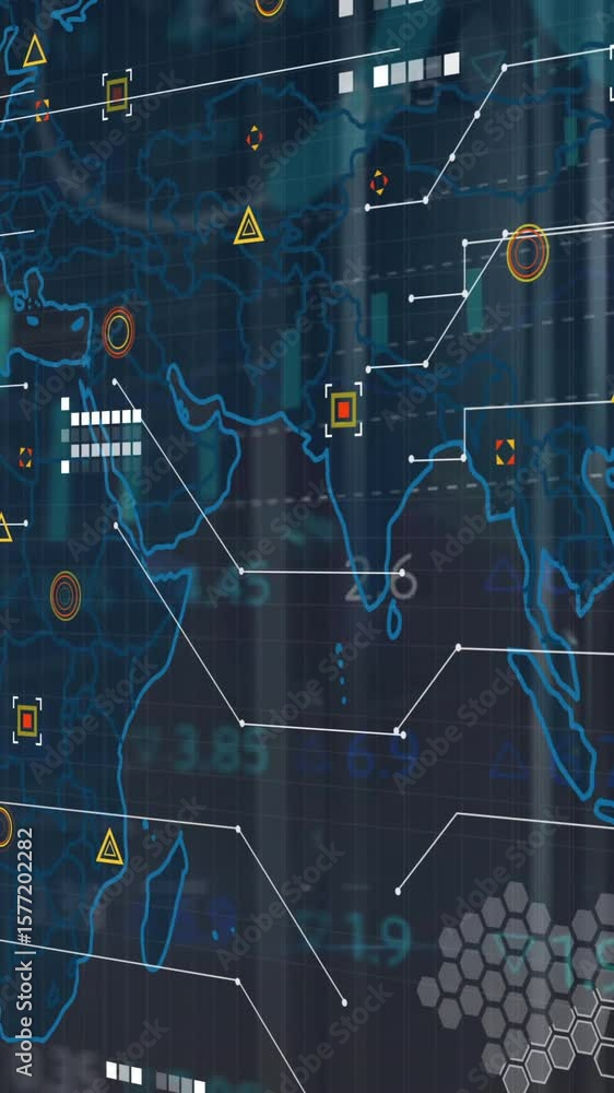 Poster animation of digital data processing over computer servers