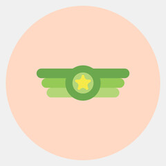 Icon badge. Military and war elements. Icon in color mate style.