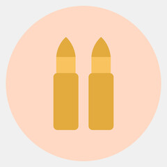Icon bullet. Military and war elements. Icon in color mate style.