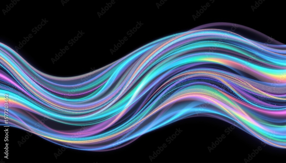 Aufkleber dynamic abstract light wave pattern featu vibrant flowing neon lines on a black background for moder