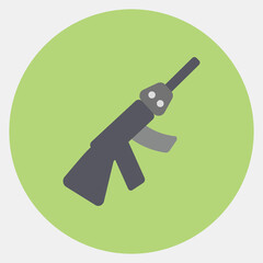 Icon gun. Military and war elements. Icon in color mate style.