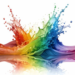 splashes of rainbow colored water vibrant liquid