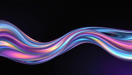 Vibrant flowing abstract wave with neon colors on a dark background, smooth motion design, futuristic artistic digital illustration for technology