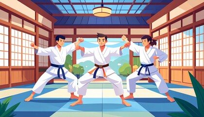 Cartoon Martial Arts Trio 