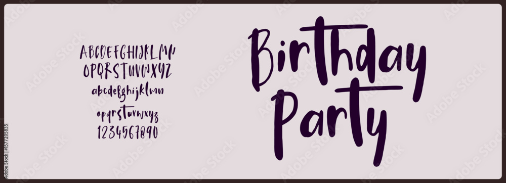 Poster playful condensed script vector font. handwritten alphabet with uppercase, lowercase, and number.