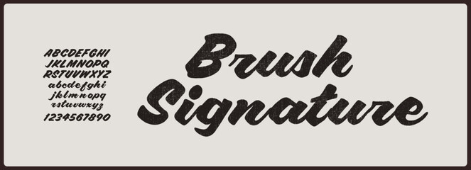 Brush script vector font with texture. Creative hand drawn uppercase and lowercase. Classic lettering fashion designs Typography script decorative vintage concept vector illustration