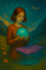 Naklejka premium the girl and the earth