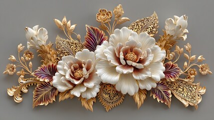 Luxurious floral with gemstone effect high resolution Wallpaper