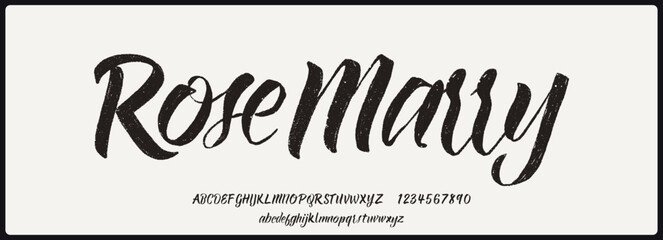 Brush script vector font with texture. Creative hand drawn uppercase and lowercase. Classic lettering fashion designs Typography script decorative vintage concept vector illustration