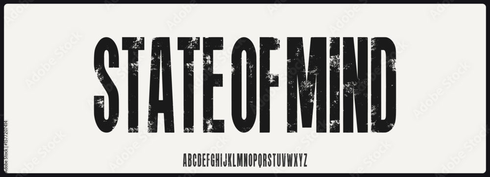Poster condensed grunge vector font with texture. alphabet font with uppercase.