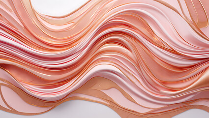 Flowing silk ribbons rose gold abstract background beauty