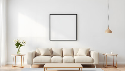 Fototapeta premium Elegant living room design modern home interior decor bright environment cozy viewpoint