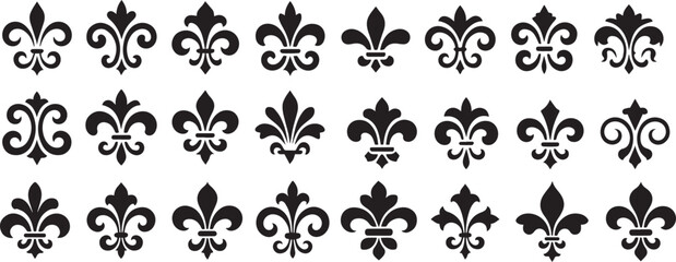 A collection of fleur de lis symbols isolated on white background © AsmaAkter