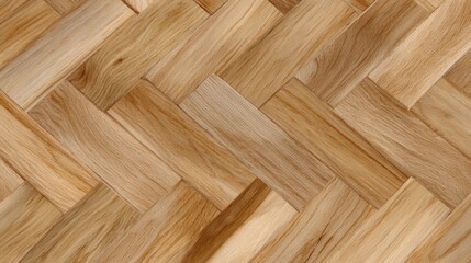 Natural oak wood parquet pattern with herringbone design in warm brown tones
