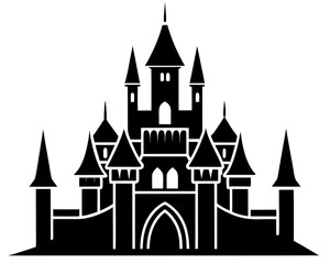 Obraz premium Castle vector silhouette illustration isolated on white background