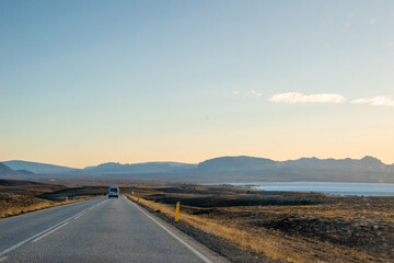 Icelandic roads cross lava fields, glaciers, and fjords—offering endless views and scenic...