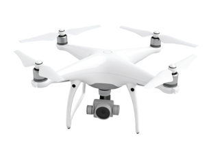 3D white drone icon isolated on transparent background. PNG