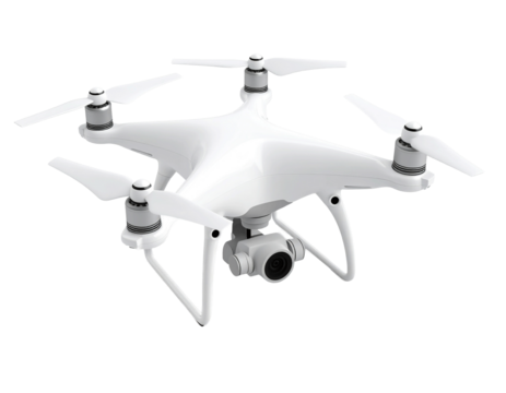 3D white drone icon isolated on transparent background. PNG - Powered by Adobe