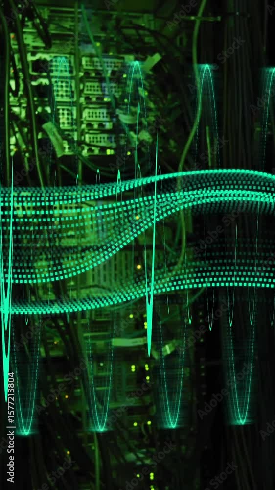 Poster animation of digital data processing over computer servers