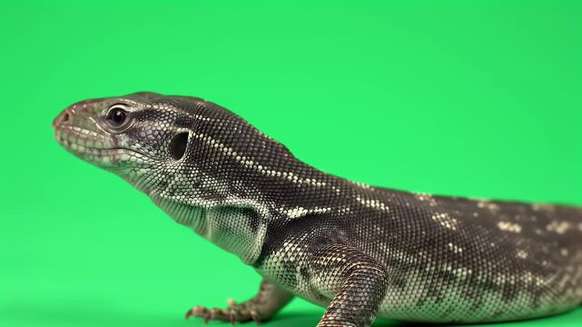 Monitor Lizard Portrait on Green Screen
