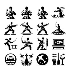 black and white icons set
