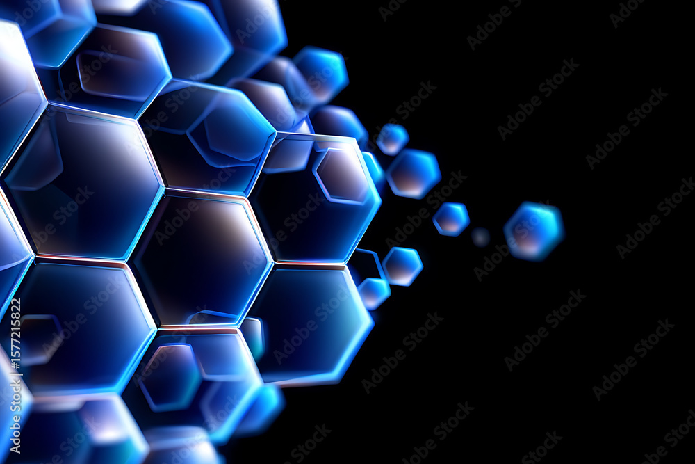 Aufkleber a futuristic abstract background featuring a network of blue hexagonal shapes, representing technolo