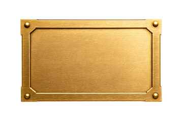a gold plaque with rivets on a white background