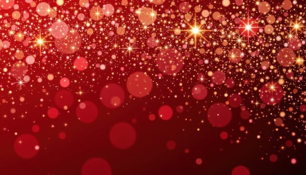 Sparkling red background with shimme golden lights and bokeh effects for festive, celebration, holiday, party, magic, glitz, glamour, or special occasion themes