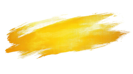 Yellow brush stroke paint texture isolated on white background
