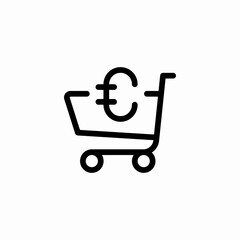 shopping cart euro icon sign vector
