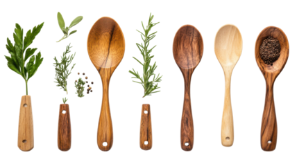 Wooden spoon kitchen utensil isolated on white background