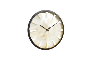 Modern clock face with abstract markers isolated on a transparent background