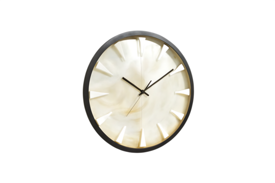 Modern clock face with abstract markers isolated on a transparent background