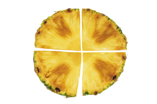 a sliced pineapple on a white surface