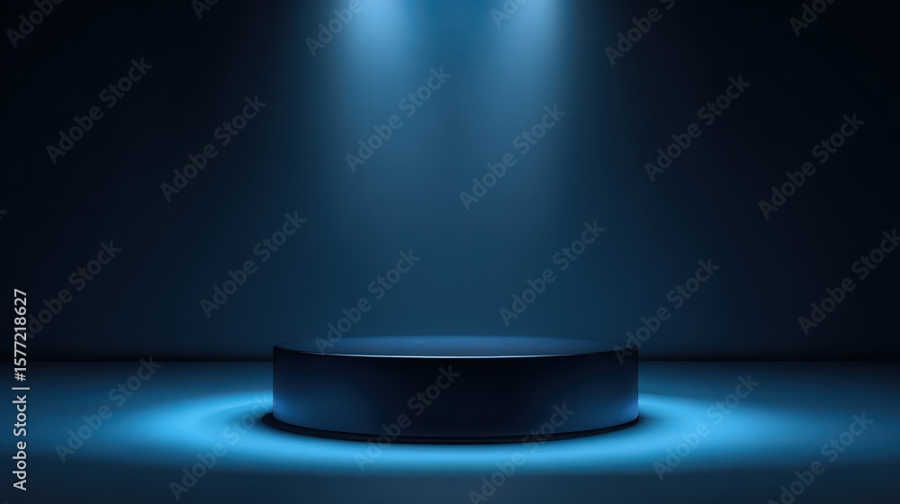Poster stunning photo of dark blue stage podium 3d background product platform of empty scene presentation 