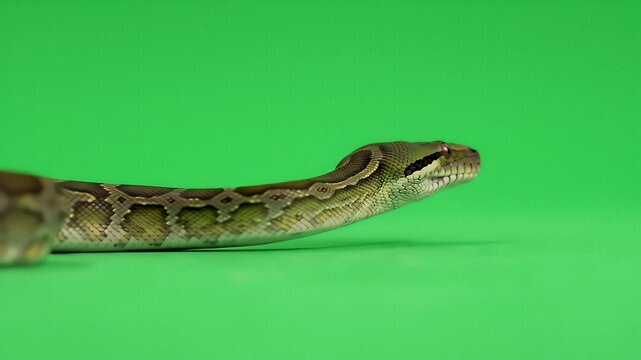 Snake Portrait on Green Screen
