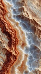 Textured geological formation with flowing patterns resembling water and earth tones in natural landscape