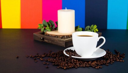 cup of coffee with candles