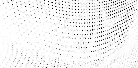 Abstract halftone wave dotted background. Halftone twisted grunge pattern, dot, circle.  Vector modern optical halftone pop art texture for poster, business card, cover, label mock-up, sticker layout