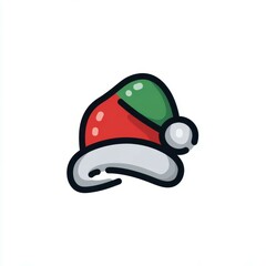 Fototapeta premium Cheerful Christmas hat with red and green colors designed for festive celebrations