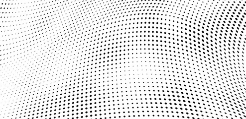 Abstract halftone wave dotted background. Halftone twisted grunge pattern, dot, circle.  Vector modern optical halftone pop art texture for poster, business card, cover, label mock-up, sticker layout