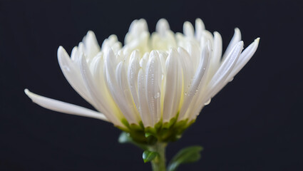 White chrysanthemum petals with water droplets flower