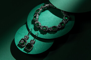 Close-up of jewelry on colored paper