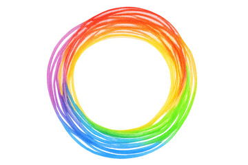 Colorful circular strokes forming a rainbow design element, ideal for creative projects on transparent background