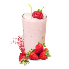 Strawberries smoothy in glass